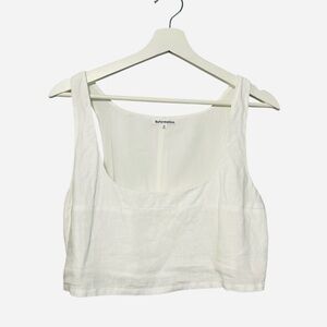REFORMATION Linen Square Neck Cropped Top with Side Buttons